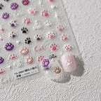 Cartoon Claw Nail Art Stickers Adhesive Embossed Cute Paw Sticker Decals TS3660