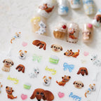 Cartoon Dog Nail Art Stickers Adhesive Embossed Puppy Dogs Sticker Decals TS3659