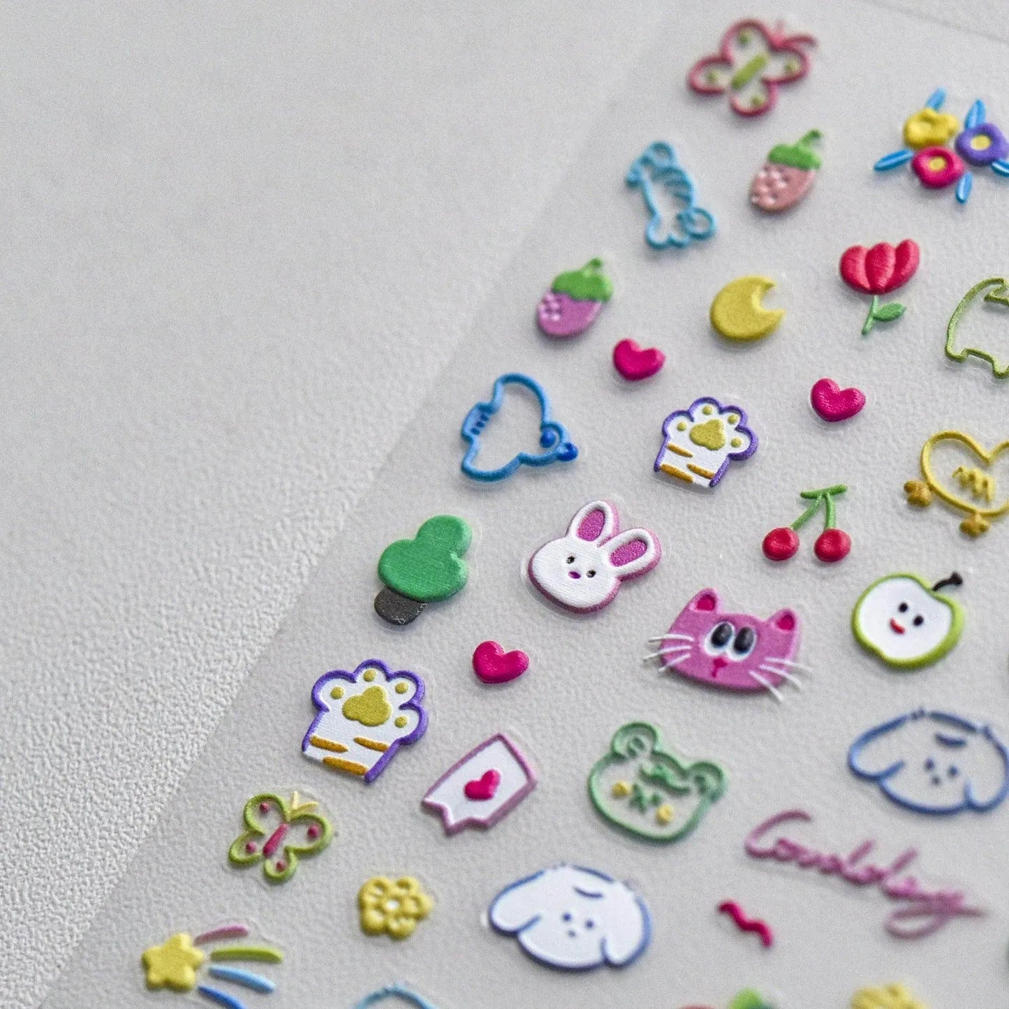 Cartoon Kitten Animals Nail Art Stickers Puppy Cat Adhesive Embossed Sticker Decals to2920