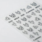 Cartoon Lines Nail Art Stickers Adhesive Folding Animals Fox Sticker Decals TS154