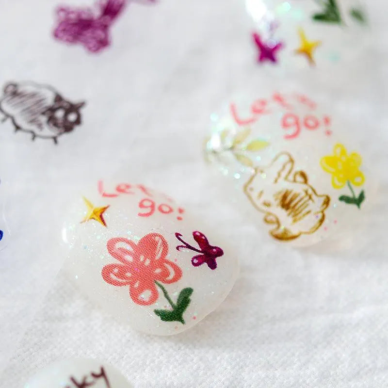 Cartoon Nail Art Stickers Adhesive Slider Graffiti Animal Sticker Decals TS856