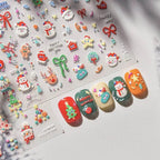 Cartoon Snowman Nail Art Stickers Adhesive Embossed Santa Clause Sticker Decals to4608