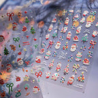 Cartoon Snowman Nail Art Stickers Adhesive Embossed Santa Clause Sticker Decals to4608