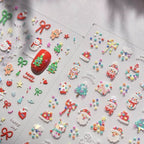 Cartoon Snowman Nail Art Stickers Adhesive Embossed Santa Clause Sticker Decals to4608