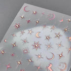 Celestial Body Nail Art Stickers Star Moon Sun With Rhinestones Adhesive Sticker Decals TL080