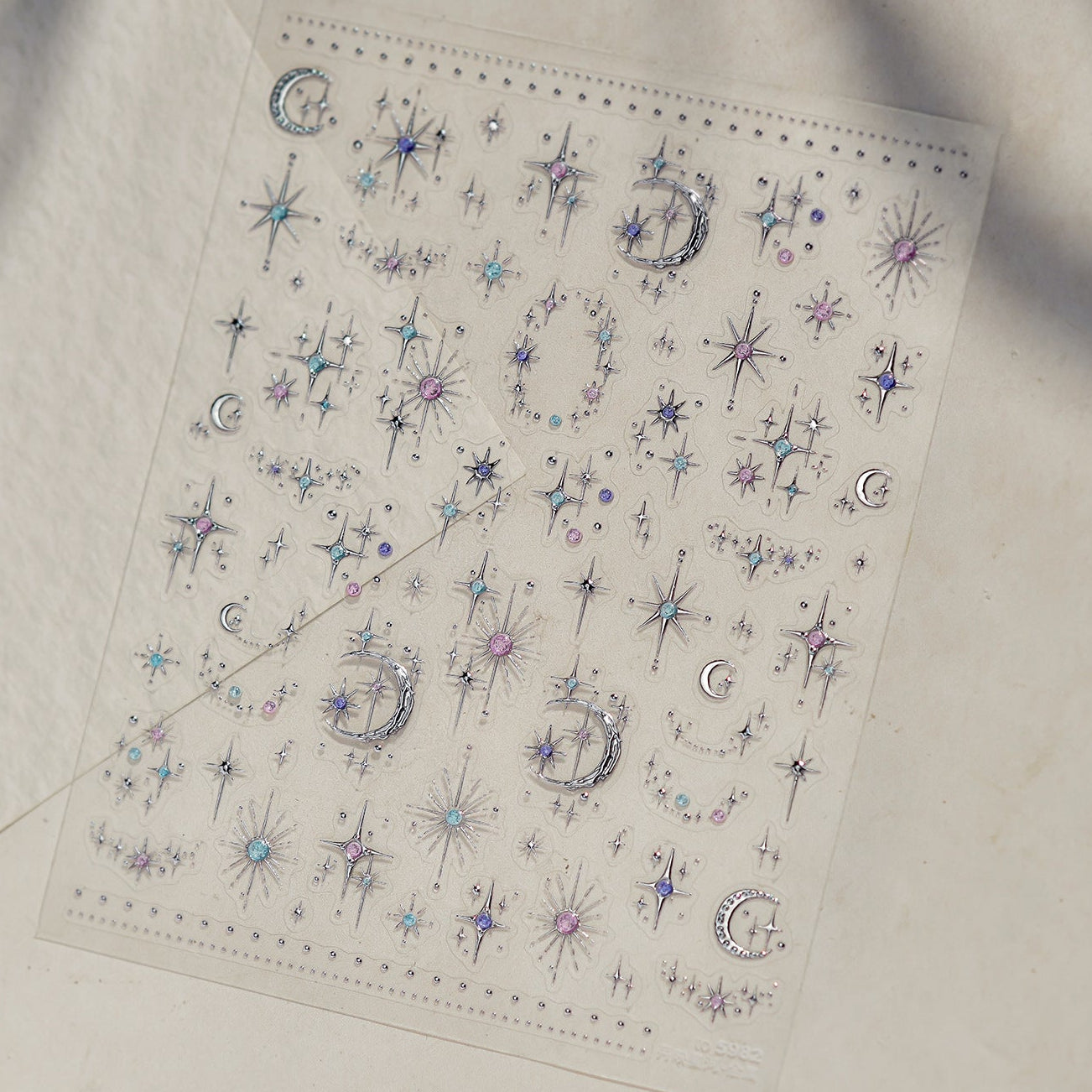 Celestial Gold & Silver Star Moon Nail Stickers 5982