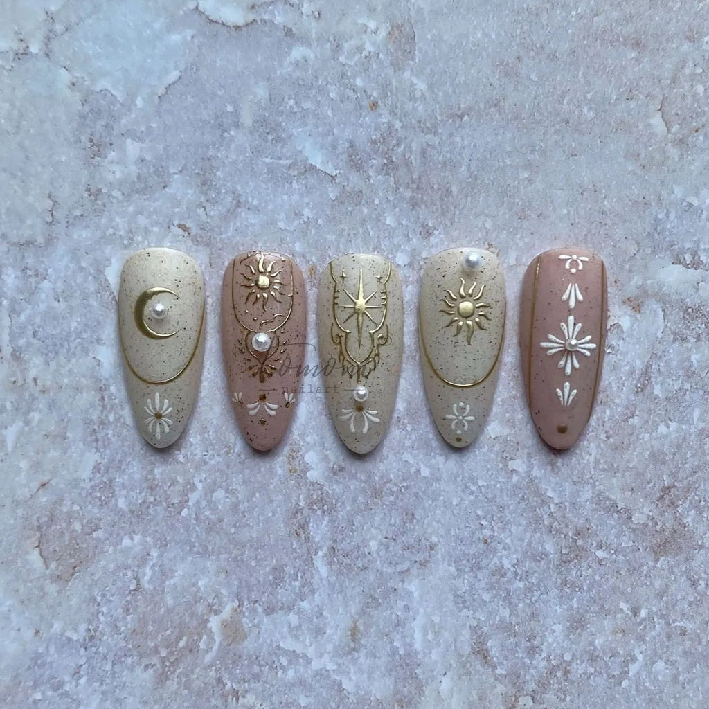 Celestial Nail Stickers Gold Silver Sun Moon Star Boho Decals 1880