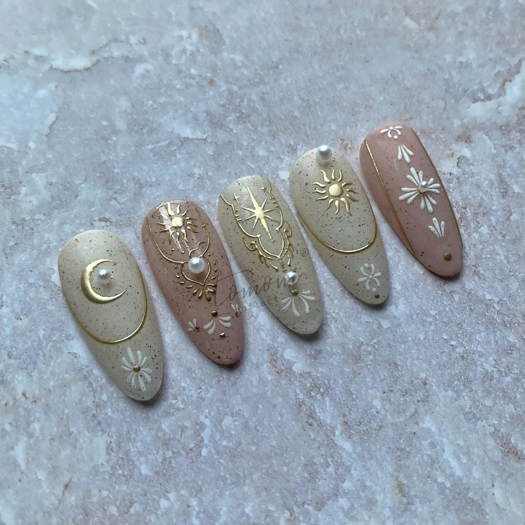 Celestial Nail Stickers Gold Silver Sun Moon Star Boho Decals 1880