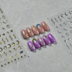Celestial Star Moon Nail Stickers - Gold Silver Minimalist Decals 2857