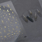 Celestial Star Moon Nail Stickers - Gold & Silver Minimalist Nail Art Decals to2820