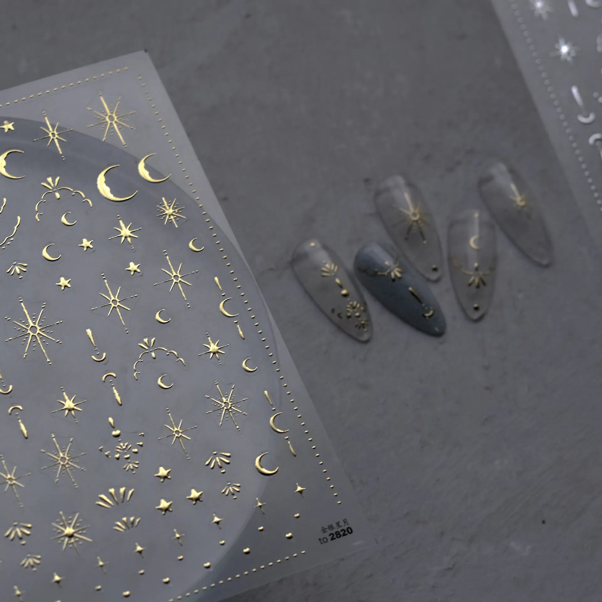 Celestial Star Moon Nail Stickers - Gold & Silver Minimalist Nail Art Decals to2820