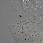 Celestial Star Moon Nail Stickers - Gold & Silver Minimalist Nail Art Decals to2820
