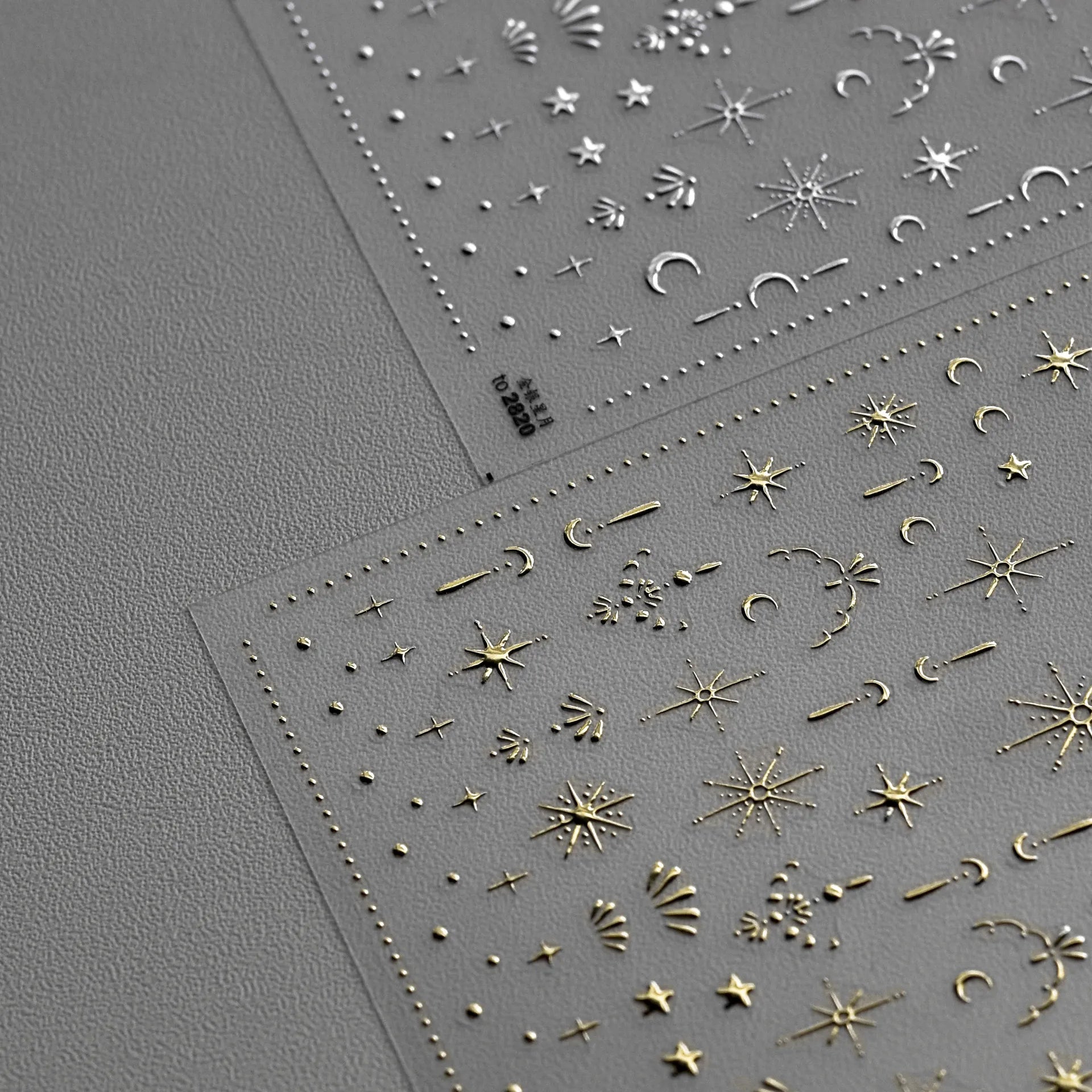 Celestial Star Moon Nail Stickers - Gold & Silver Minimalist Nail Art Decals to2820