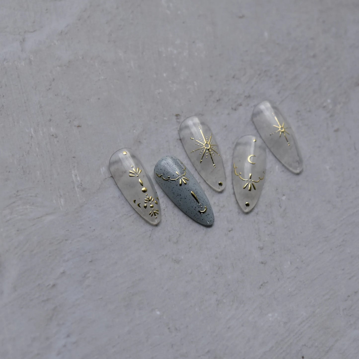 Celestial Star Moon Nail Stickers - Gold & Silver Minimalist Nail Art Decals to2820