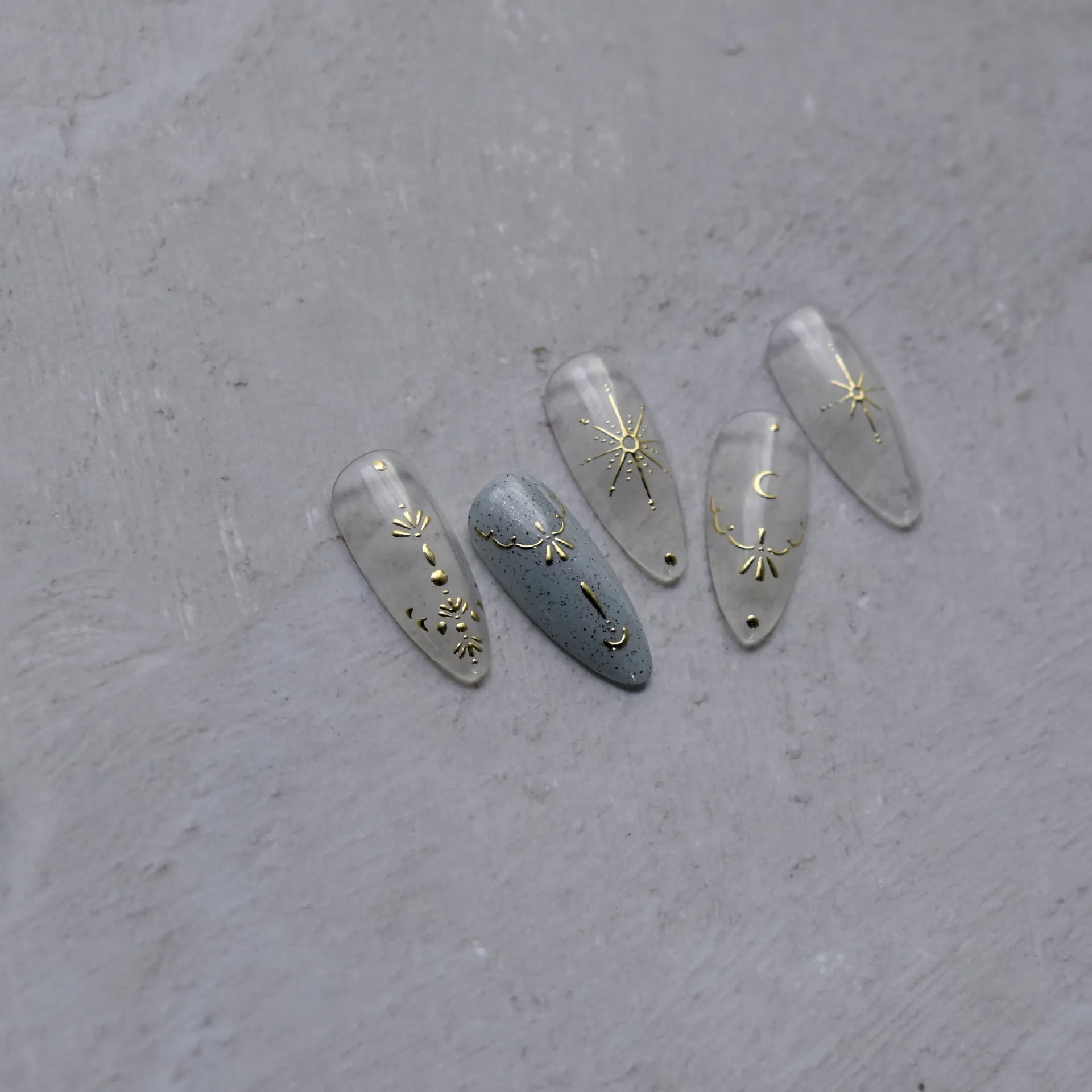 Celestial Star Moon Nail Stickers - Gold & Silver Minimalist Nail Art Decals to2820