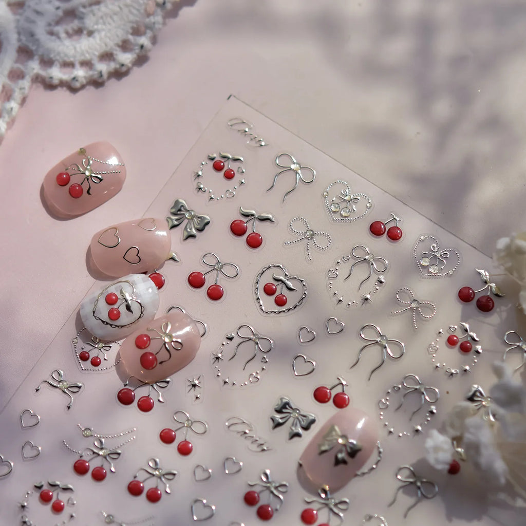 Cherry Nail Art Stickers Embossed Srawberry Sticker Decals to5068