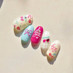 Cherry Love Nail Art Stickers Adhesive Embossed Love Heart Sticker Decals for Valentine's Day 