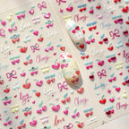 Cherry Love Nail Art Stickers Adhesive Embossed Love Heart Sticker Decals for Valentine's Day 