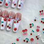 Cherry Nail Art Stickers Adhesive Butterfly Rose Flowers Leaf Design Sticker Decals TL003