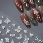 Cherry Nail Art Stickers Adhesive Butterfly Rose Flowers Leaf Design Sticker Decals TL003