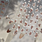 Chic Bow & Cherry Nail Stickers - Floral & Tortoise Shell Decals for Aesthetic Nail Art