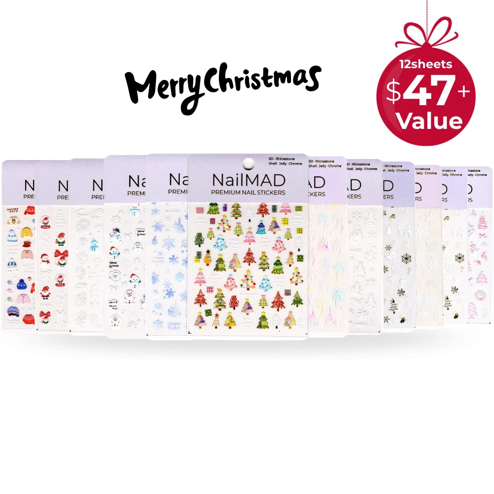 Seasonal Value Pack (12 Sheets) - Christmas Deluxe Nail Sticker Kit