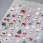 Christmas Bear Nail Art Stickers Adhesive Embossed Xmas Tree Sticker Decals TL040