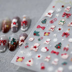 Christmas Bear Nail Art Stickers Adhesive Embossed Xmas Tree Sticker Decals TL040