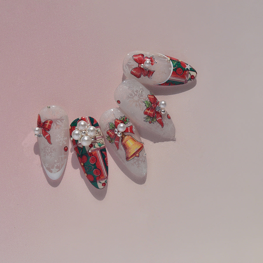 Christmas Bell Nail Art Stickers 3D Bow Knot Decals