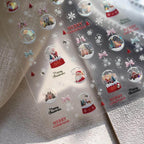 Christmas Crystal Ball Nail Art Stickers Adhesive Embossed Santa Clause Sticker Decals TL280