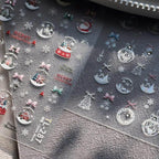 Christmas Crystal Ball Nail Art Stickers Adhesive Embossed Santa Clause Sticker Decals TL280