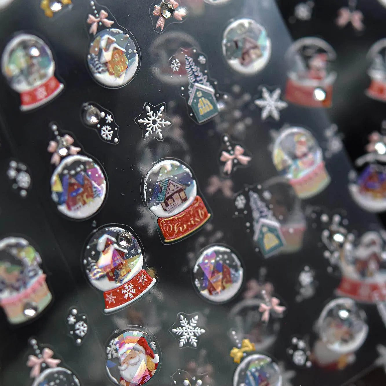 Christmas Crystal Balls Nail Art Stickers Xmas Snowflake Adhesive Embossed Sticker Decals to4505