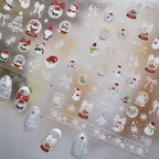 Christmas Jelly Nail Stickers - Santa Snowman Snowflake Holiday Decals