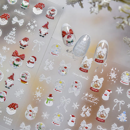 Christmas Jelly Nail Stickers - Santa Snowman Snowflake Holiday Decals