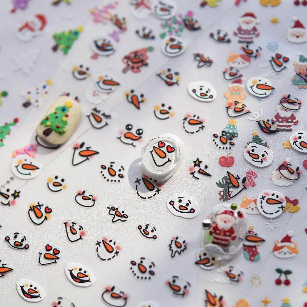 Christmas Nail Art Sticker Santa Claus Snowman Adhesive Embossed Nail Sticker Decals to4627