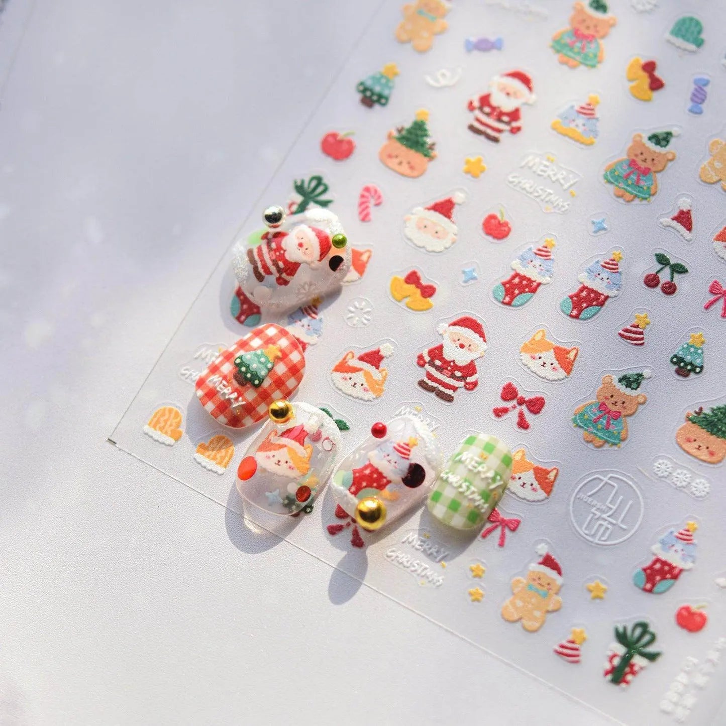 Christmas Nail Art Sticker Santa Claus Snowman Adhesive Embossed Nail Sticker Decals to4627