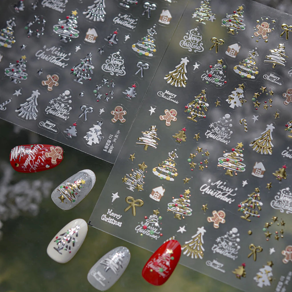 
Christmas Nail Art Stickers - Festive 3D Decals for Holiday Manicures to2281