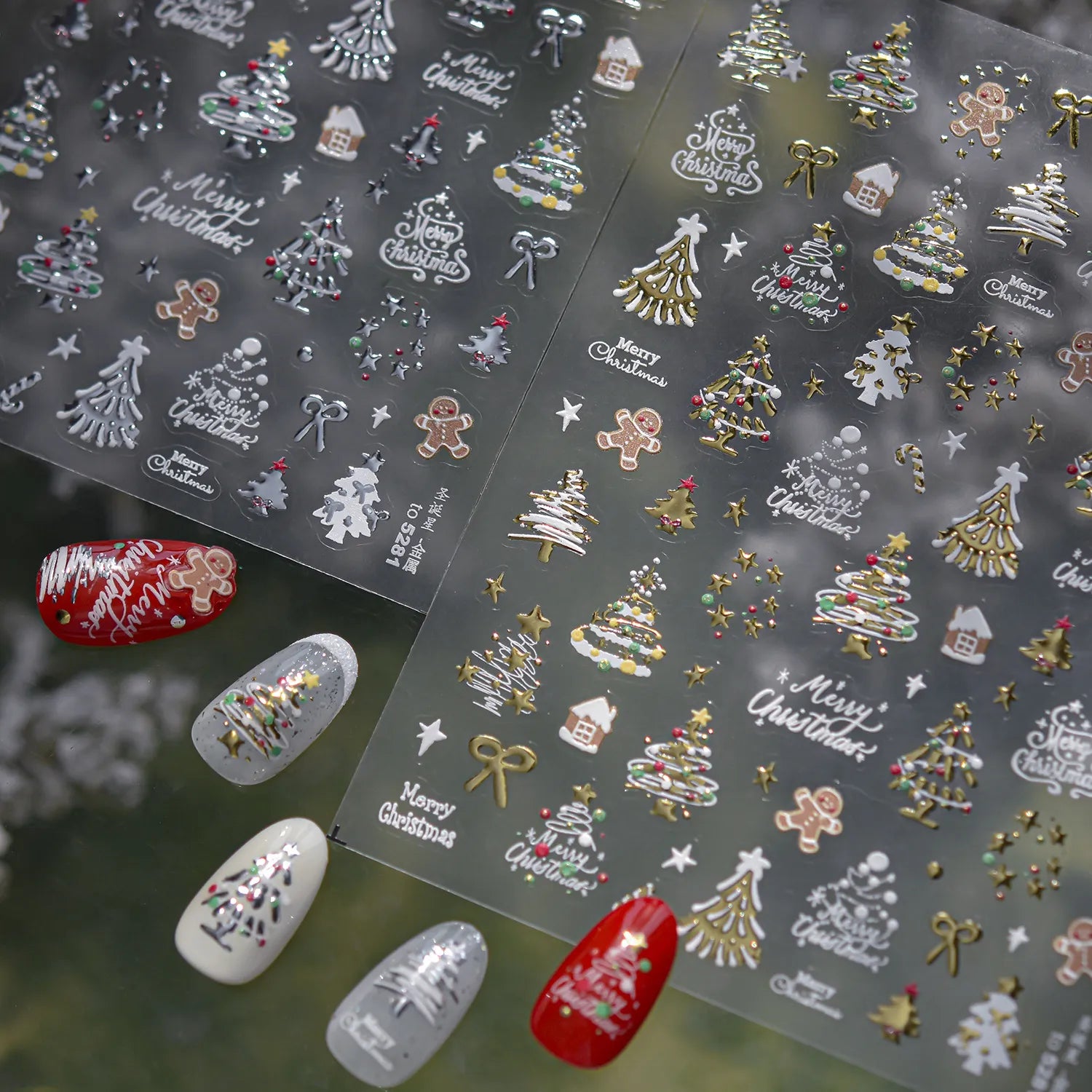 
Christmas Nail Art Stickers - Festive 3D Decals for Holiday Manicures to2281