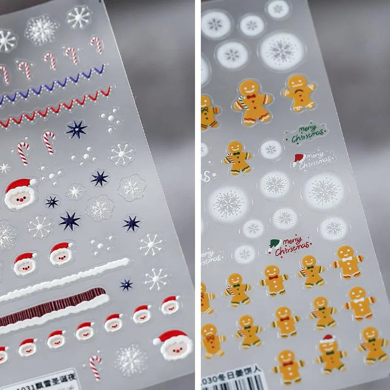 Christmas Nail Art Stickers 3D Adhesive Ginger Bread Men Sticker Decals TS1029