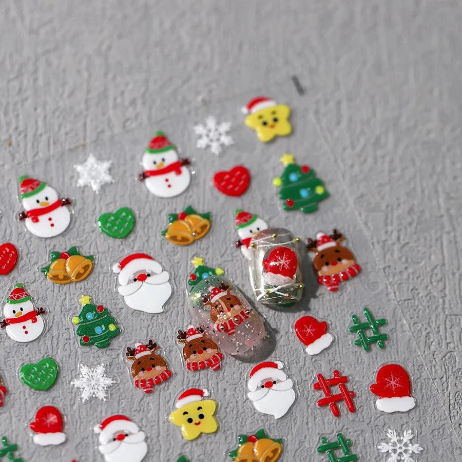 Christmas Nail Art Stickers 3D Adhesive Slider Xmas Snowman Sticker Decals M231