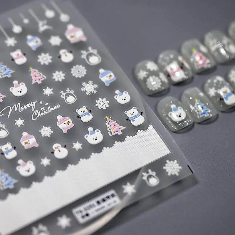 Christmas Nail Art Stickers Adhesive Slider Christmas Snowflakes Sticker Decals TS3250
