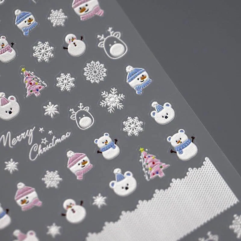 Christmas Nail Art Stickers Adhesive Slider Christmas Snowflakes Sticker Decals TS3250