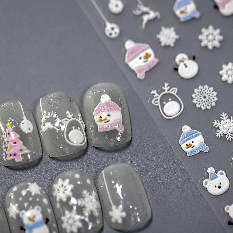 Christmas Nail Art Stickers Adhesive Slider Christmas Snowflakes Sticker Decals TS3250