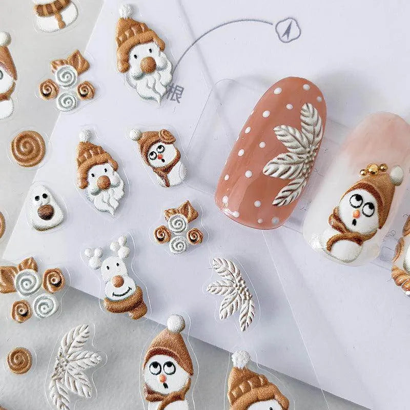 Christmas Nail Art Stickers Adhesive Slider Xmas Snowman Sticker Decals KX287