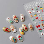 Christmas Nail Art Stickers Adhesive Sliders Christmas Tree Bells Embossed Sticker Decals TL064