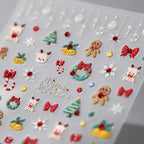 Christmas Nail Art Stickers Adhesive Sliders Christmas Tree Bells Embossed Sticker Decals TL064
