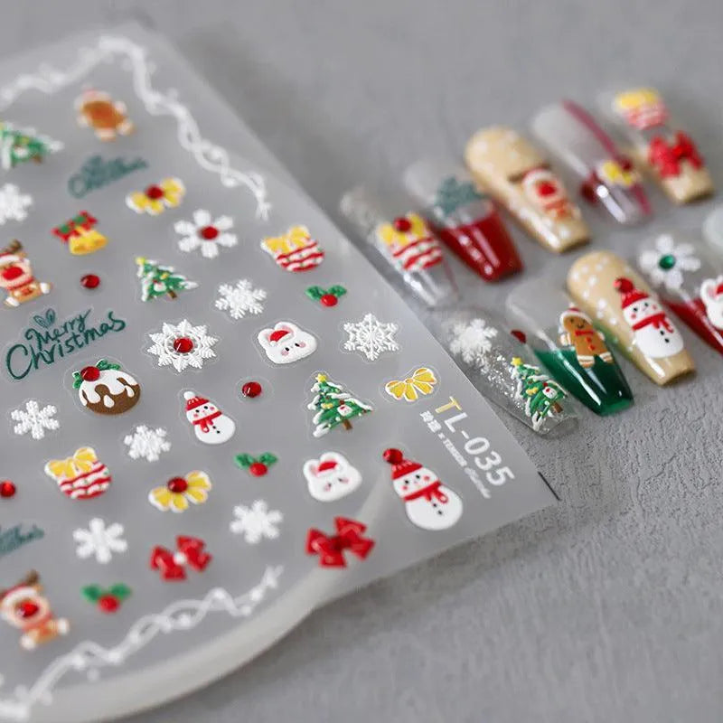 Christmas Nail Art Stickers Adhesive Xmas Snowflake Sticker Decals TL034
