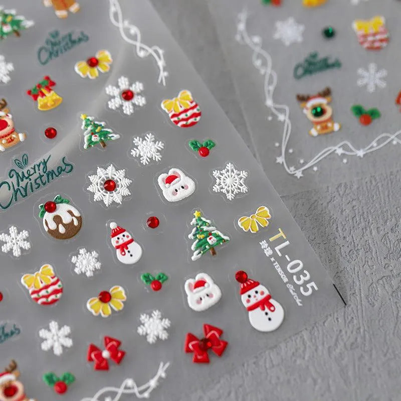 Christmas Nail Art Stickers Adhesive Xmas Snowflake Sticker Decals TL034