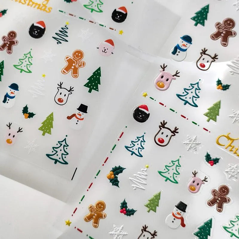 Christmas Nail Art Stickers Christmas Tree Elk Adhesive Sticker Decals TS3288