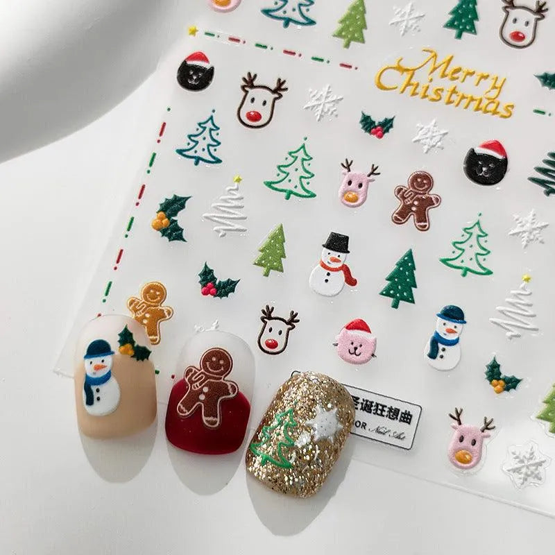 Christmas Nail Art Stickers Christmas Tree Elk Adhesive Sticker Decals TS3288